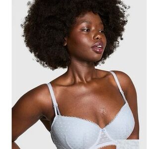 Elegant Blue Polka Dot Bra